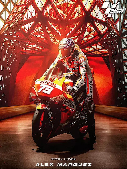 Poster MotoGP Alex Marquez GP014 40cm X 50cm Premium Black Wooden Frame