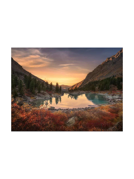 Poster Mountain Lake Pst25104 40cm X 50cm Premium Black Wooden Frame