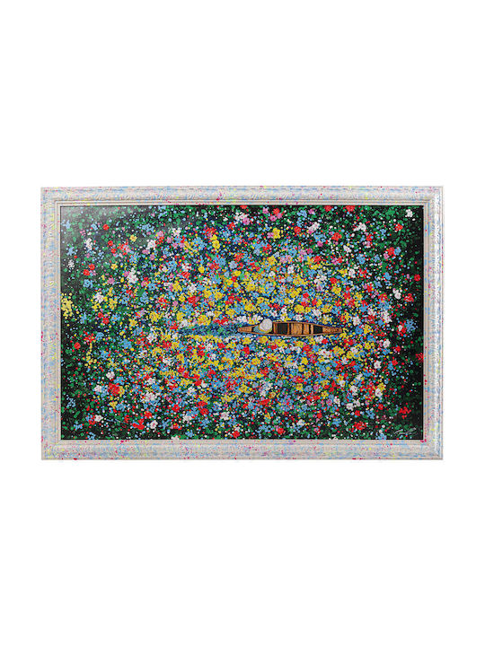 Framed Picture Floating Flower Market 150x100cm