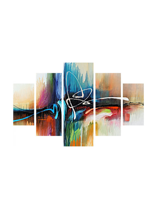 Freebox Abstract Colors Πεντάπτυχος Πίνακας Ξύλινος 82x56cm