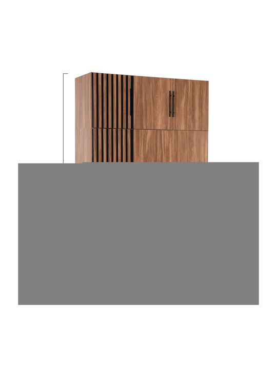 Dreifachtür Kleiderschrank mit Loft Schwarz 150x55.5x240cm
