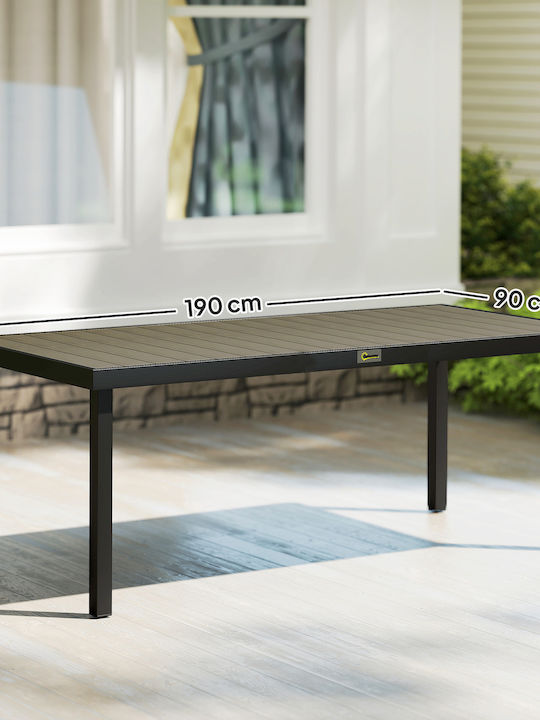 Трапезна Маса За Градина И Тераса От Алуминий Черна 190x90x74см