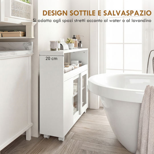 HomCom Bathroom Cabinet 71x20x70cm White