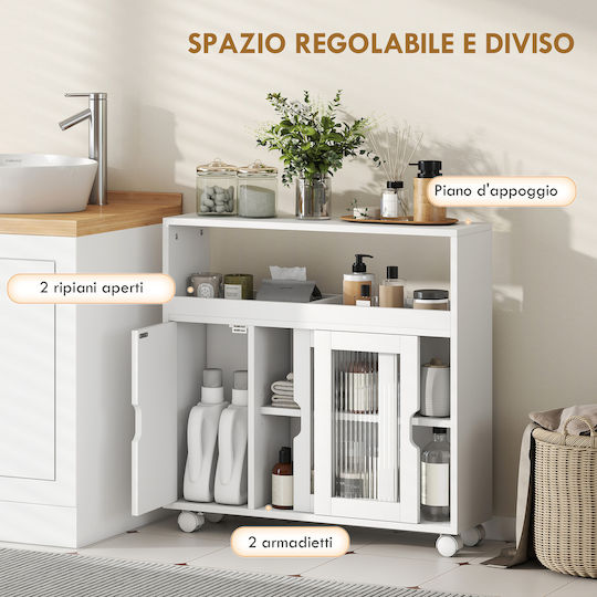 HomCom Bathroom Cabinet 71x20x70cm White