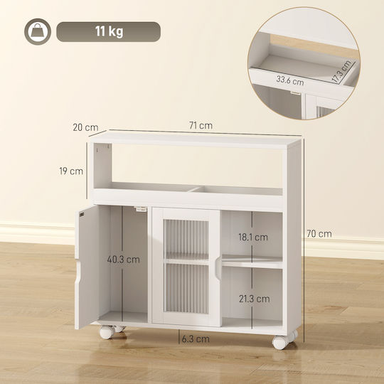HomCom Bathroom Cabinet 71x20x70cm White