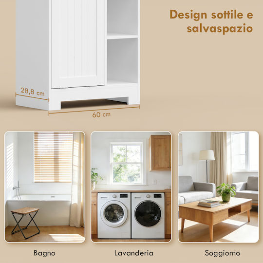 HomCom HomCom Badezimmerschrank für Wäscherei 60x28.8x171cm Weiß