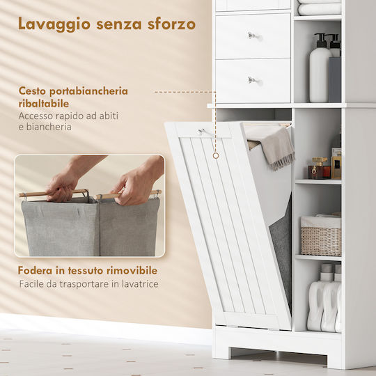 HomCom HomCom Badezimmerschrank für Wäscherei 60x28.8x171cm Weiß