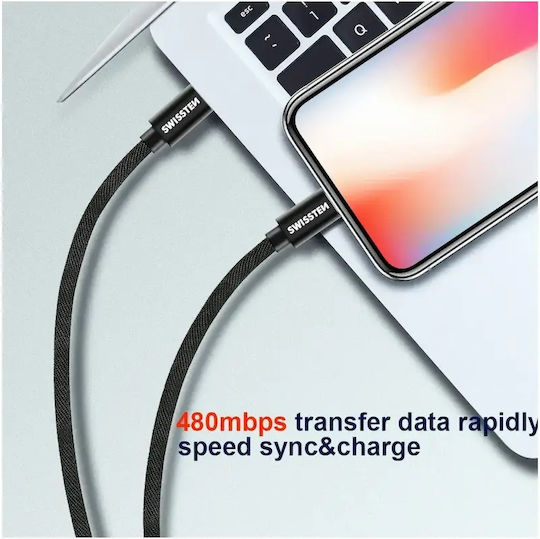 Swissten Плетена USB-C към Lightning кабел Черен 2м (71529201)