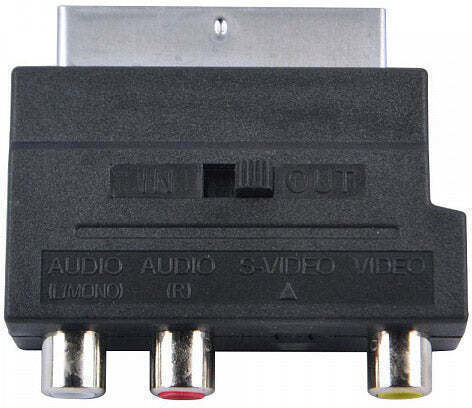 3 Конвертор Scart / RCA мъжки към Scart / RCA женски Черен 1бр