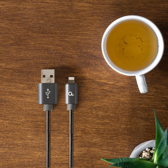 Cablexpert Braided USB to Lightning Cable Γκρι 1m (CC-USB2S-AMLM-1M-BG)