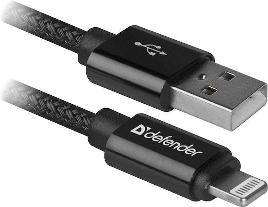 Defender USB-A to Lightning Cable Μαύρο 1m (87808)