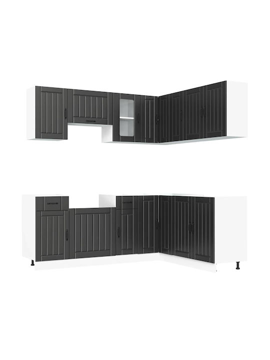 vidaXL Küchenschränke Wand & Boden mit Arbeitsplatte Schwarz 80x31x60cm
