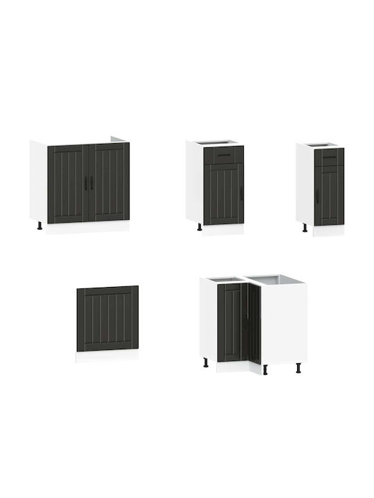 vidaXL Küchenschränke Wand & Boden mit Arbeitsplatte Schwarz 80x31x60cm