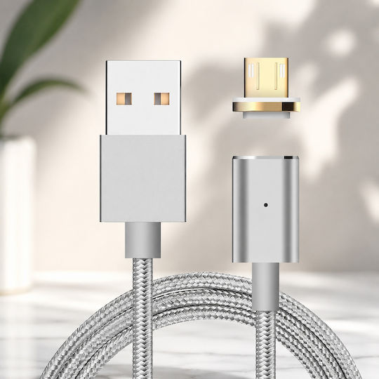 Diamandino 1m Magnetic USB 2.0 to micro USB Cable Silver (DM9087465)
