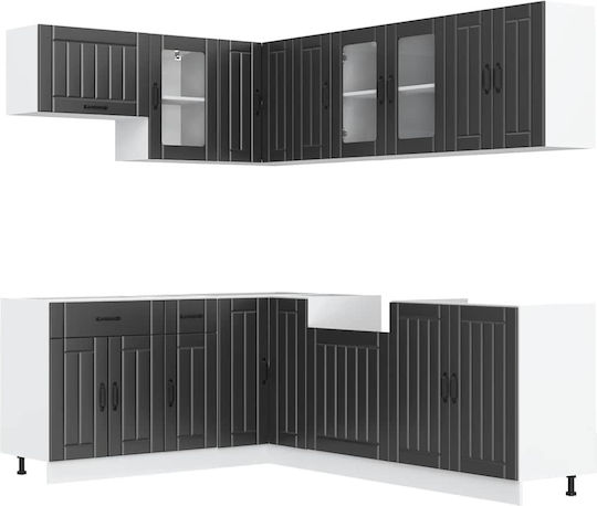 Küchenschrank mit Spüle mit Arbeitsplatte Schwarz 80x31x60cm