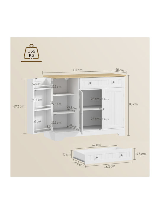 Επιδαπέδιο Ντουλάπι Λευκό 105x40x83εκ.