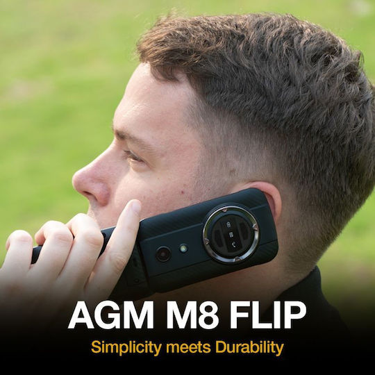 AGM M8 Flip Dual SIM Ανθεκτικό Κινητό με Μεγάλα Κουμπιά Μαύρο