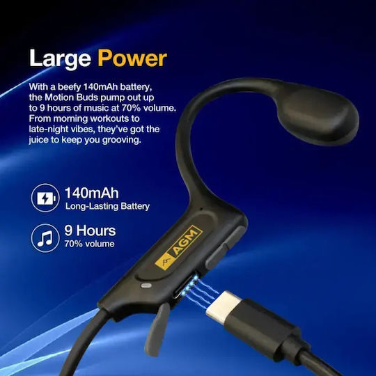 AGM Motion Buds 1 Bluetooth-Freisprecheinrichtung Kopfhörer mit Schweißresistenz Schwarz