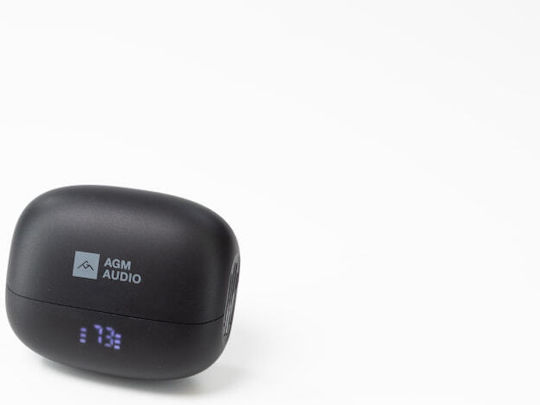 AGM Open Buds 1 Bluetooth Handsfree Ακουστικά με Αντοχή στον Ιδρώτα και Θήκη Φόρτισης Μαύρα