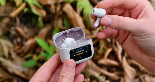 AGM Buds 9 Bluetooth Handsfree Ακουστικά με Αντοχή στον Ιδρώτα και Θήκη Φόρτισης Μπεζ
