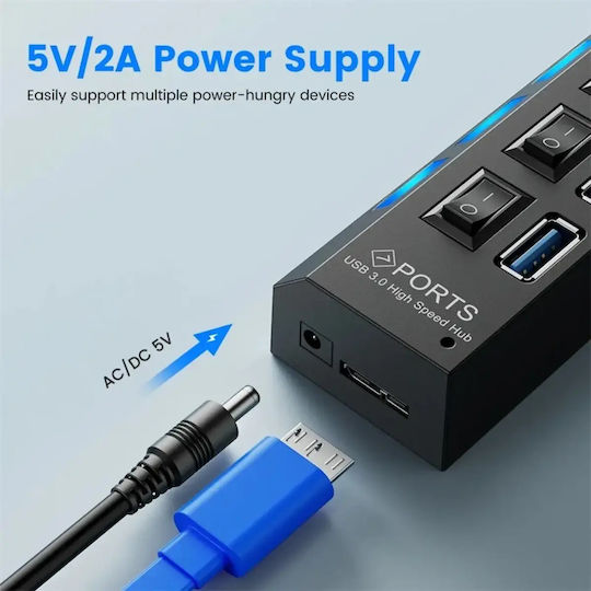 Treqa Hub 7 Θυρών USB 3.0 με σύνδεση USB-A