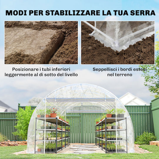 Outsunny 84H-443V02CR Κάλυμμα Θερμοκηπίου 3x6x2m