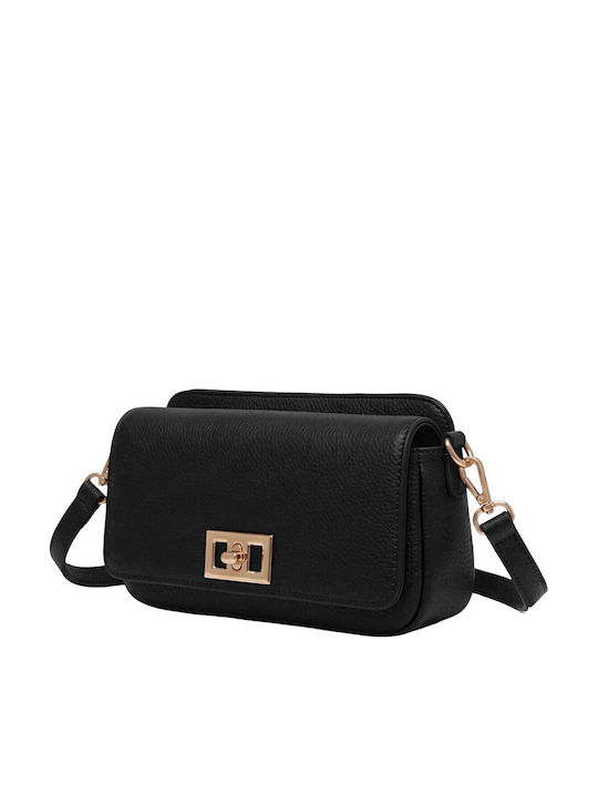 Gallantry Women's Crossbody Bag Pebbled Leather Effect Metal Clasp Black