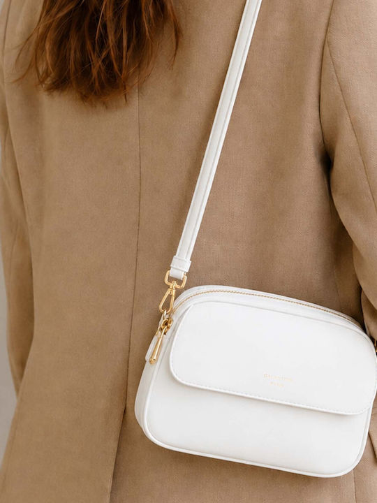 Gallantry Women's Multi-pocket Crossbody Handbag Discreet Flap White