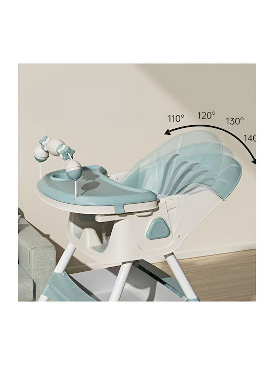 Alista Home Scaun Înalt de Masă Bebe Pliabil 3 în 1 cu Înălțime Reglabilă Verde
