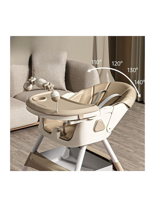 Alista Home Scaun Înalt De Masă Bebe Pliabil 3 În 1 Cu Înălțime Reglabilă Ecru