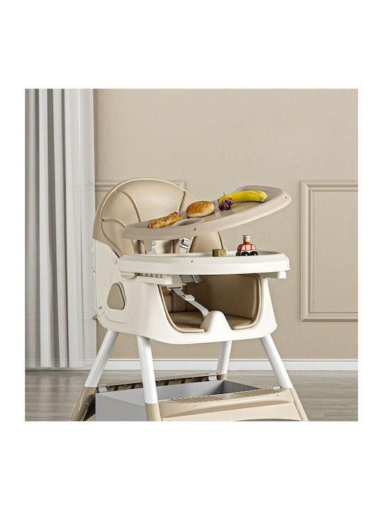 Alista Home Scaun Înalt De Masă Bebe Pliabil 3 În 1 Cu Înălțime Reglabilă Ecru