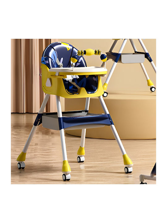 Alista Home Scaun Înalt De Masă Bebe Pliabil 3 În 1 Cu Înălțime Reglabilă Galben
