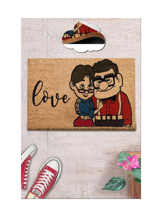 SteweHome SteweHome Red Coconut Tree Doormat with Non-Slip Underlay 60x40cm