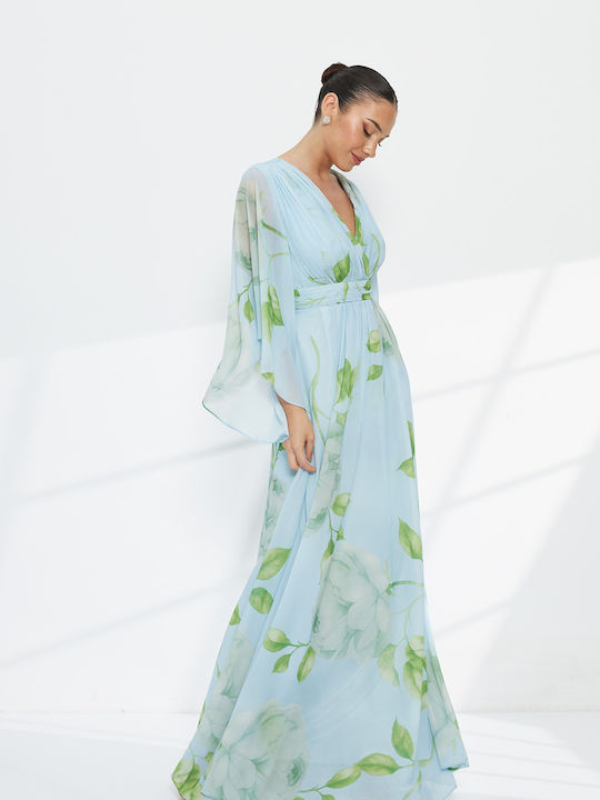 Sommer Maxi Damenkleid für Hochzeit - Taufe Hellblau