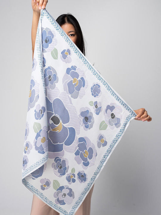 Hermosa Damen Seiden Schal Blau