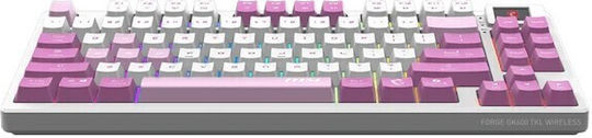 MSI Forge Gk600 Ασύρματο Gaming Μηχανικό Πληκτρολόγιο Tenkeyless με RGB φωτισμό (Αγγλικό US) Ροζ