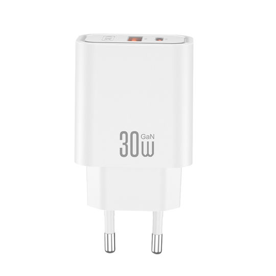 XO Charger Without Cable GaN with USB-A Port and USB-C Port 30W Quick Charge 4.0 White (CE42)