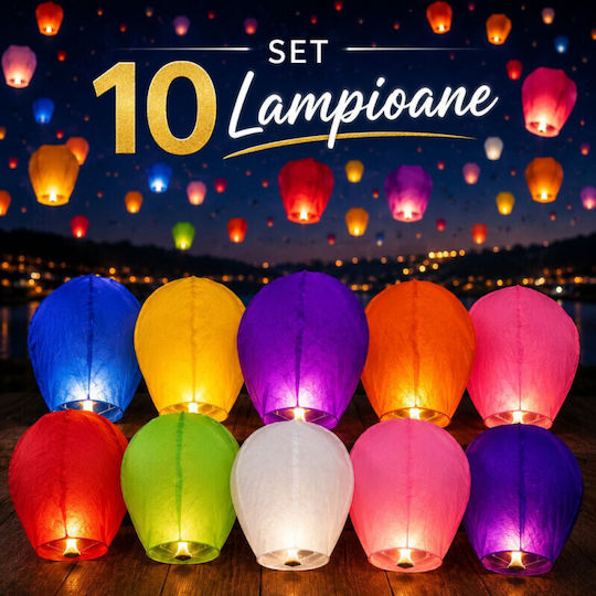 Colored Flying Lanterns Set 10 Classic Pieces