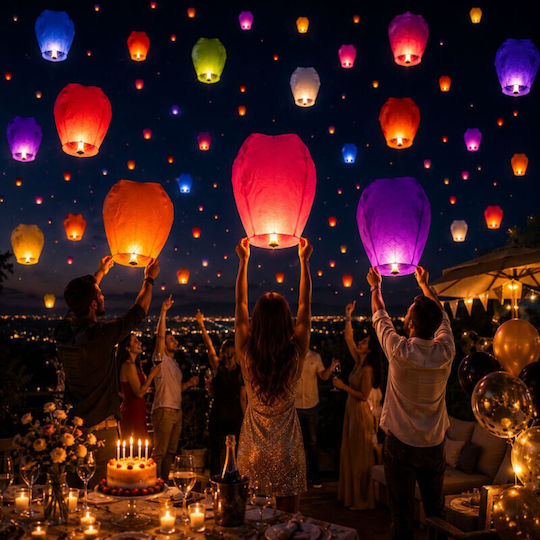 Colored Flying Lanterns Set 10 Classic Pieces