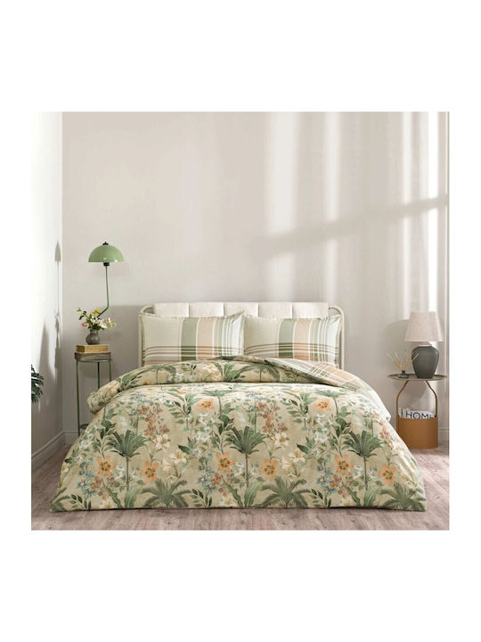 Tac Set Huse Pentru Pilote 100% Bumbac 200x220cm Dublu Cu 2 Fețe De Pernă & 1 Cearceaf Floral/Geometric