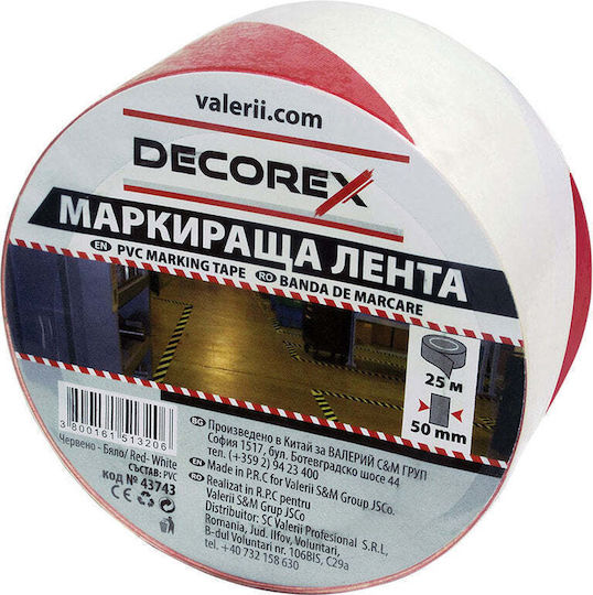 Decorex Ταινία Σήμανσης σε Λευκό Χρώμα Μήκους 25μ.