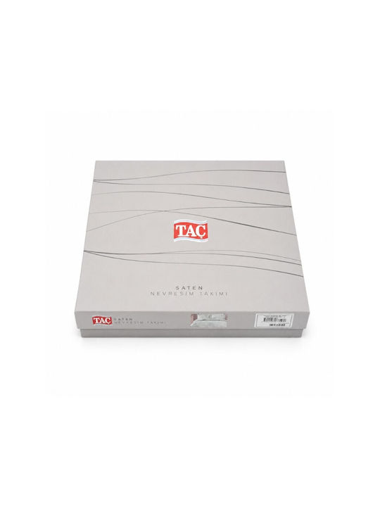 Tac Set Huse Pentru Pilote 200x220cm Dublu Cu 2 Fețe De Pernă Și 1 Cearceaf Flori Albe