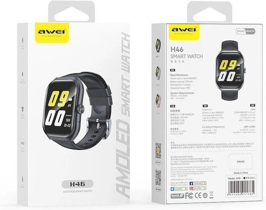 Awei H46 Smartwatch mit Herzfrequenzmesser Schwarz