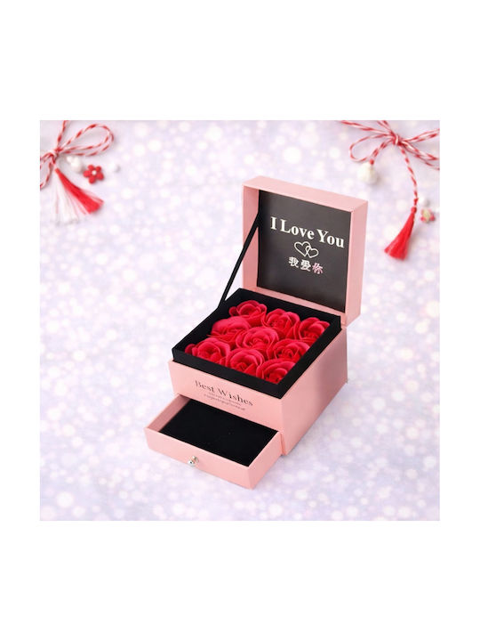 Cutie Accesorii "Love Wishes" Sertar Trandafiri Săpun Noi Card Felicitare Geantă Cadou Roz
