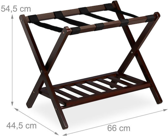 Relaxdays Bagajieră Hotelieră Pliabilă din Lemn Maro cu Dimensiuni 54.5x44.5xÎ66cm Pliabilă
