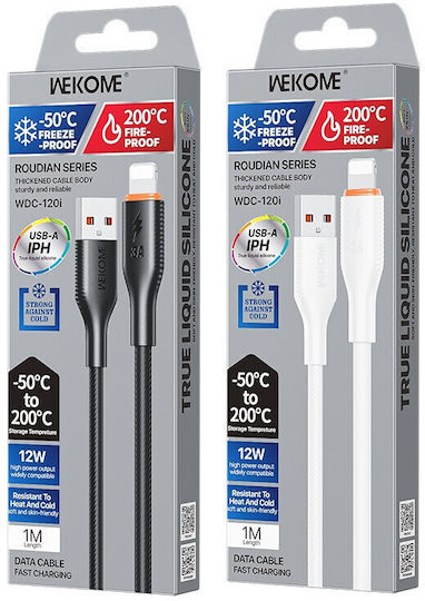 WK USB-A to Lightning Cable Μαύρο 1m