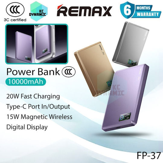 Remax FP-37 Aurora Power Bank 10000mAh 20W Stromlieferung Μαύρο