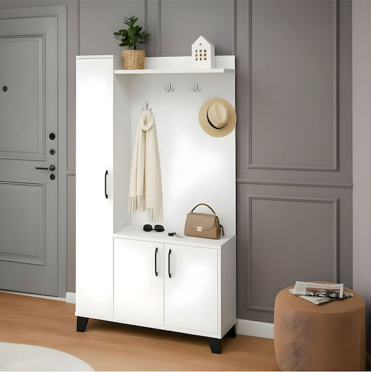 Мебел За Антре Със Закачалка Бяла 90x34x184см