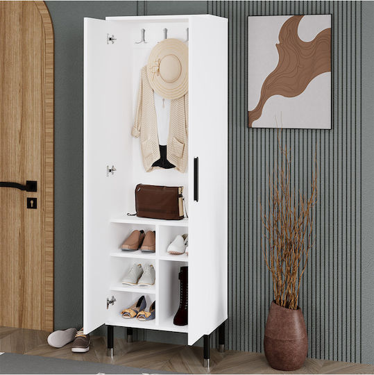 Mobilier Hol cu Oglindă și Dulap Alb 60x35x188cm