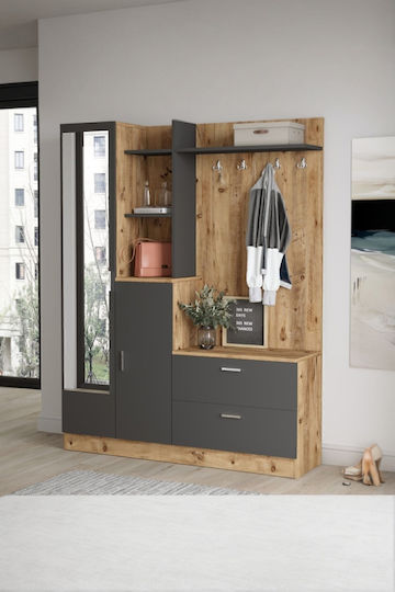 Hallway Furniture with Mirror & Wardrobe Anthracite 140x35x182cm